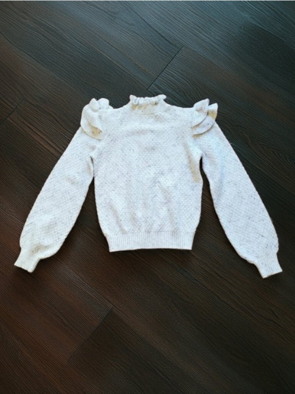 Janie and Jack Marled Ruffle Shoulder Sweater Size 14